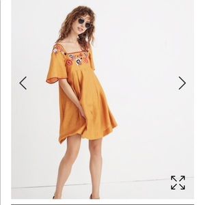 NWT Madewell Embroidered Square-Neck Mini Dress